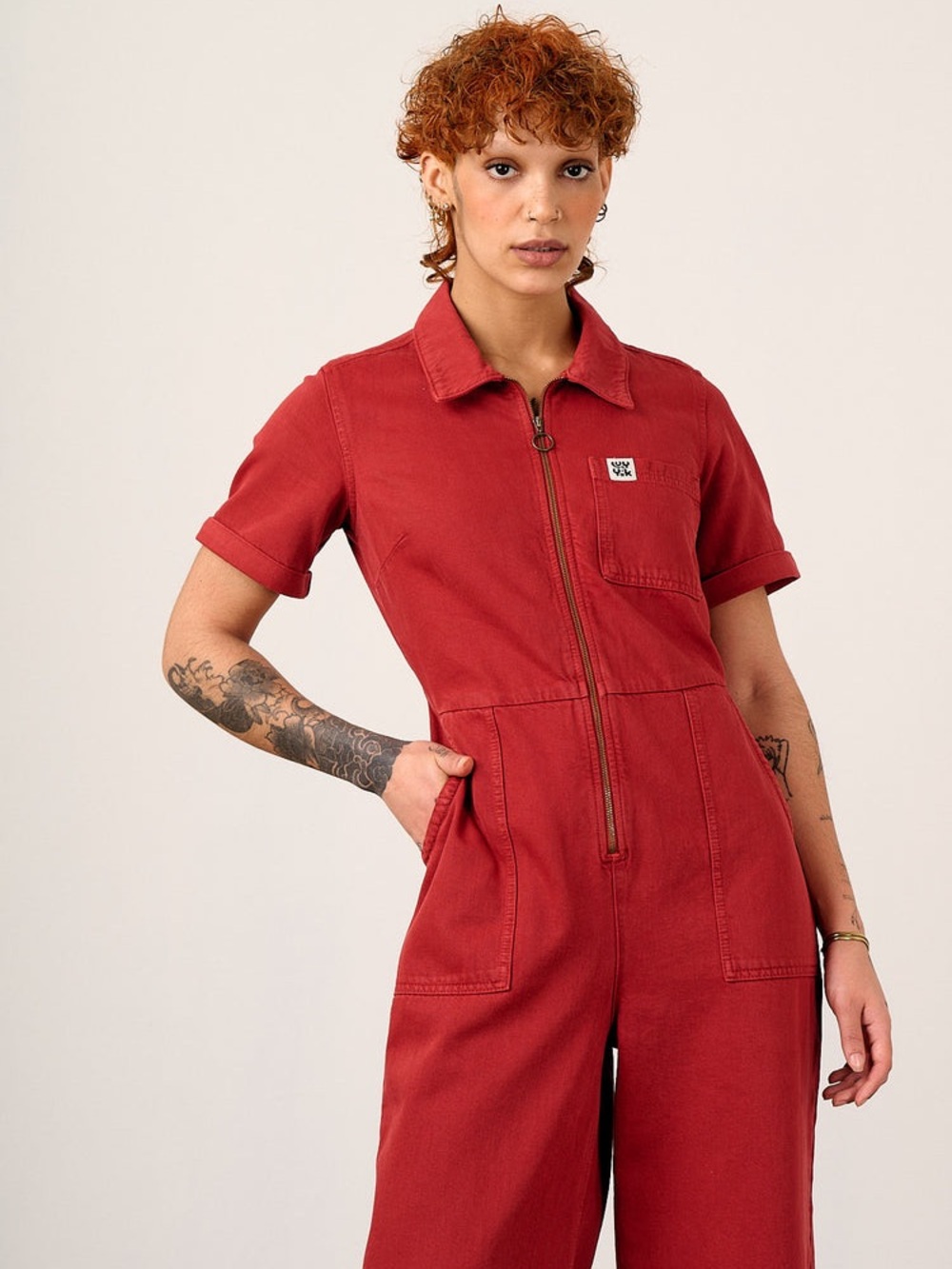 Lucy and Yak Ragan Denim Jumpsuit True Red Wash size 6 - Picture 5 of 12